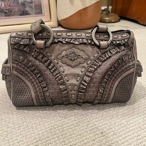 Isabella Fiore Leather Ruffle Shoulder Bag